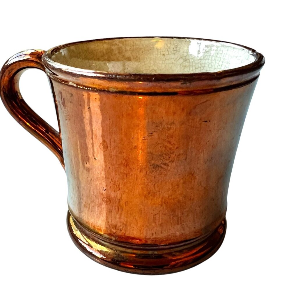 Vintage copper Glazed Cup with porcelain Interior